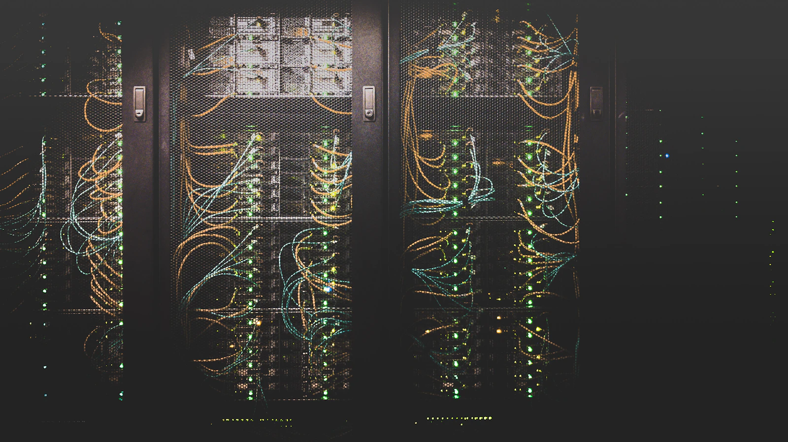 Server racks and network cabling Server racks and network cabling in a data centre